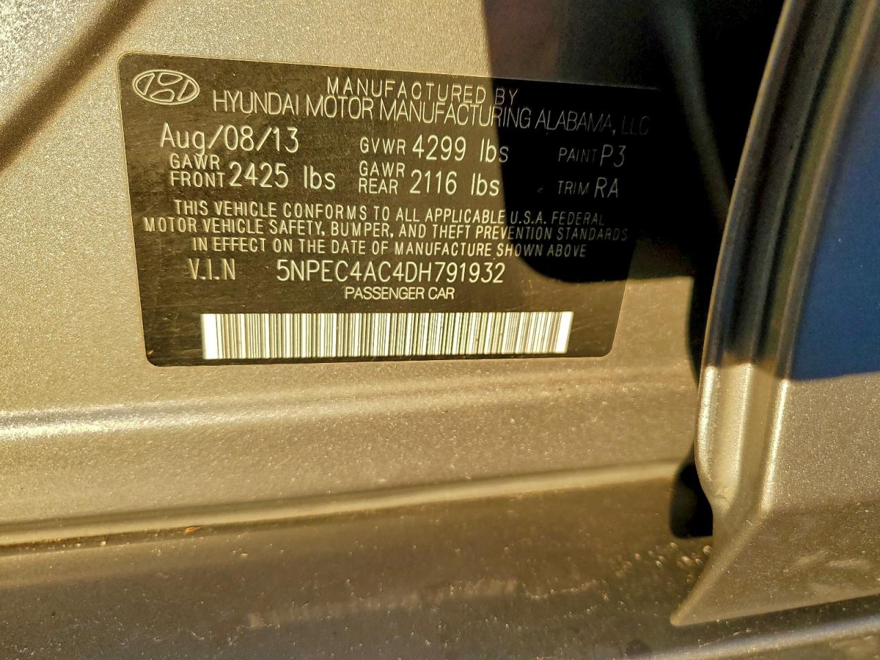 2013 HYUNDAI SONATA SE photo 13
