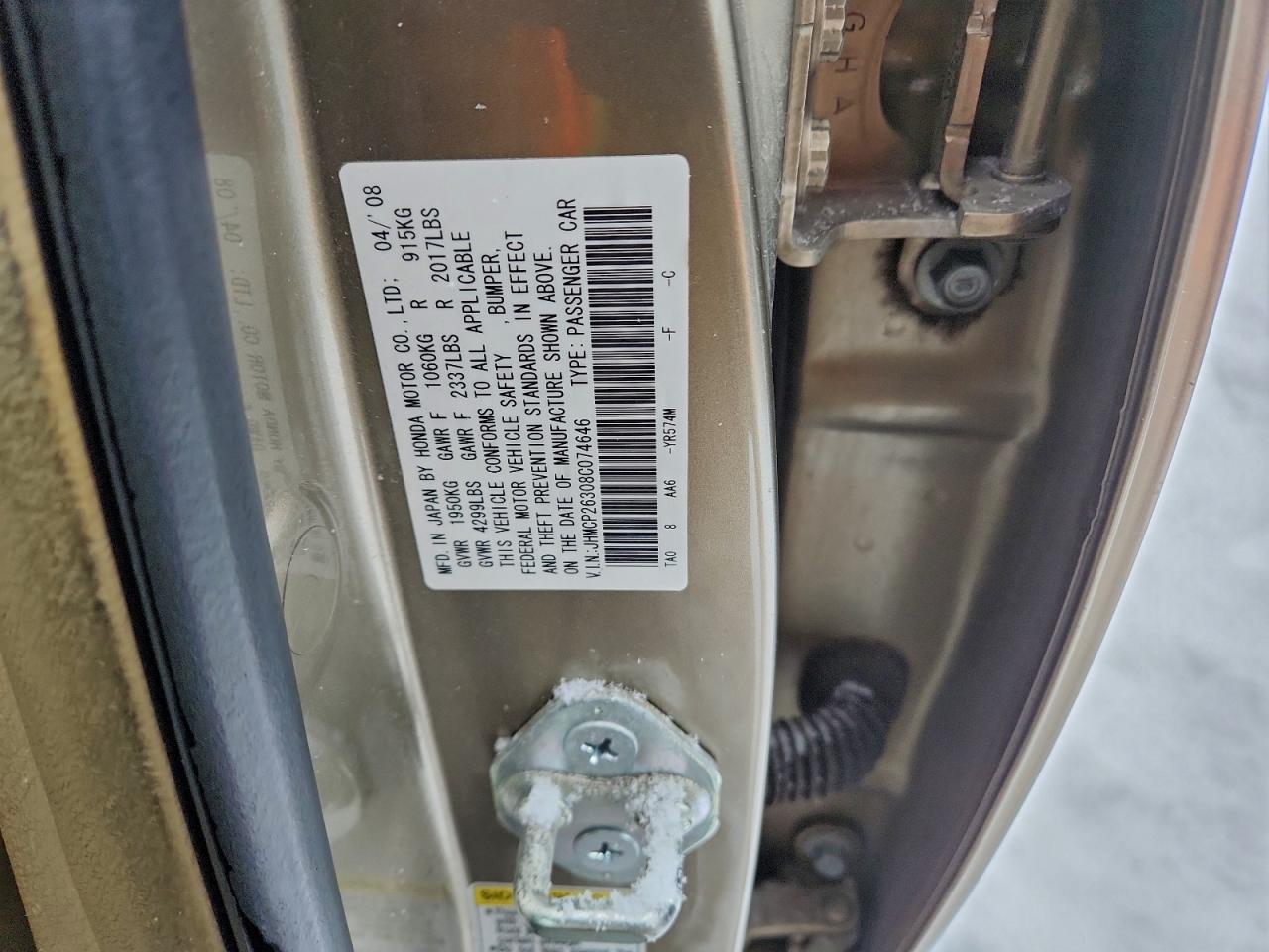 2008 HONDA ACCORD LX photo 12