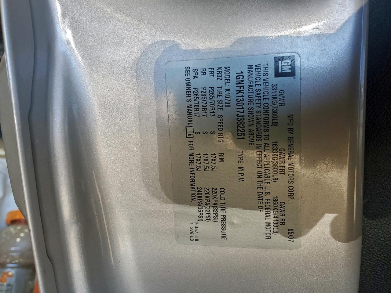 2007 CHEVROLET TAHOE K1500 photo 13
