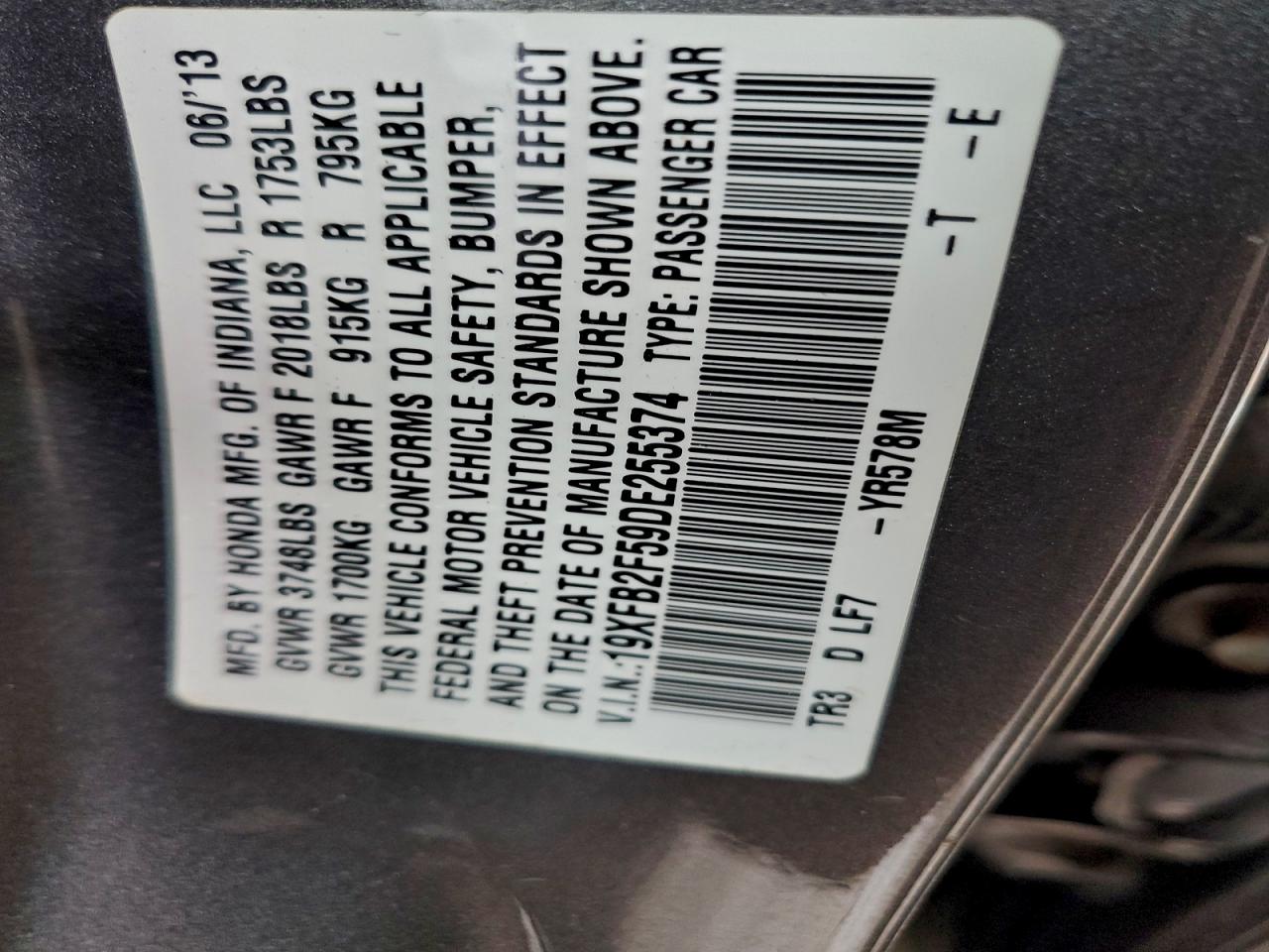 2013 HONDA CIVIC LX photo 13