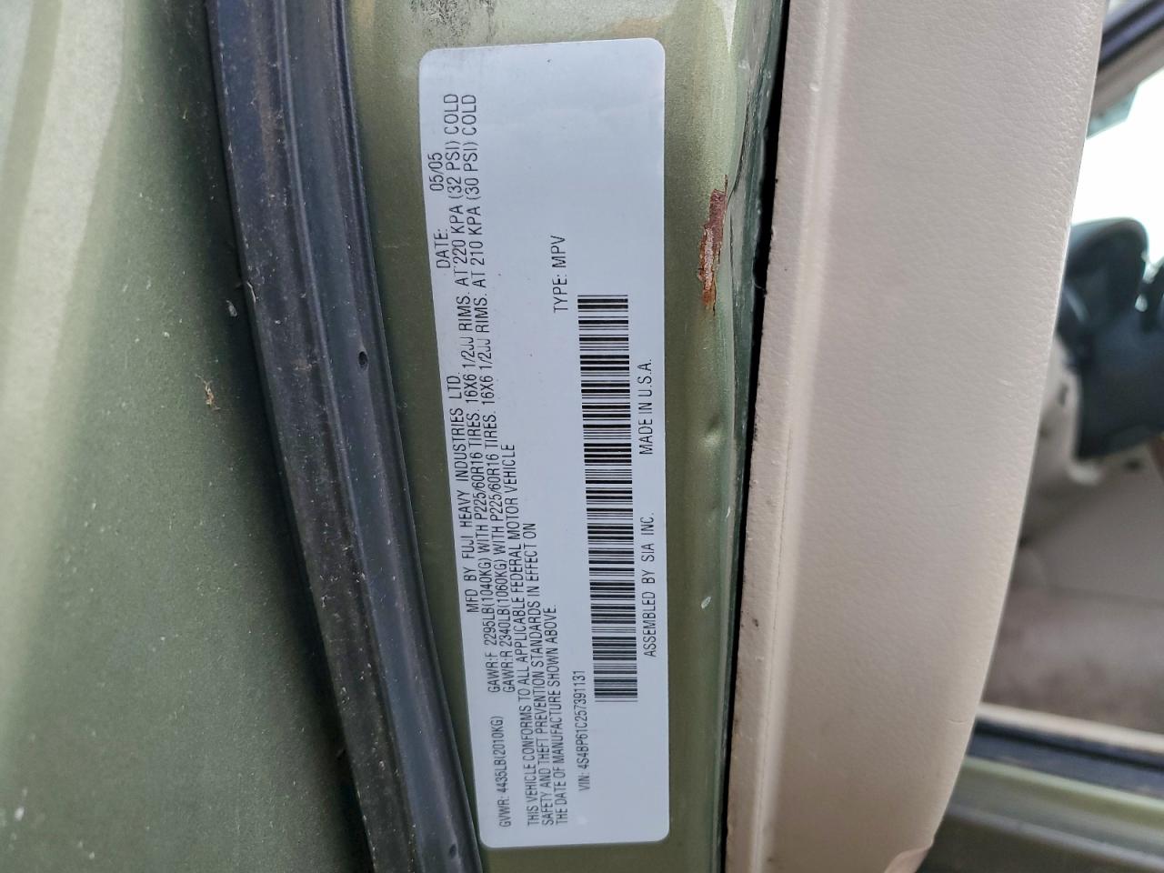 2005 SUBARU LEGACY OUTBACK 2.5I photo 12