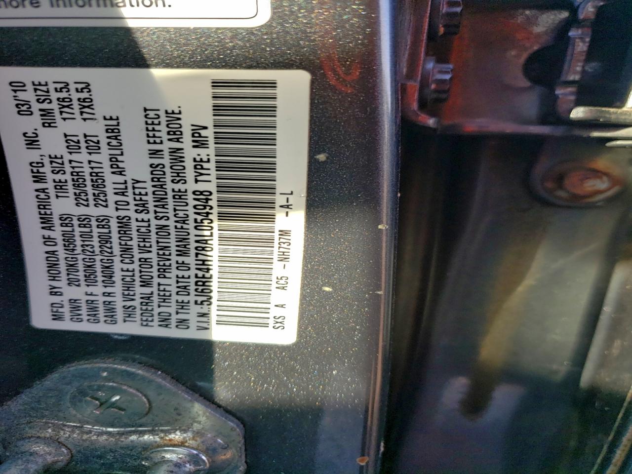 2010 HONDA CR-V EXL photo 13