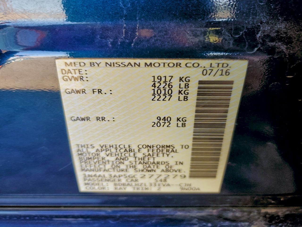2016 NISSAN ALTIMA 2.5 photo 12