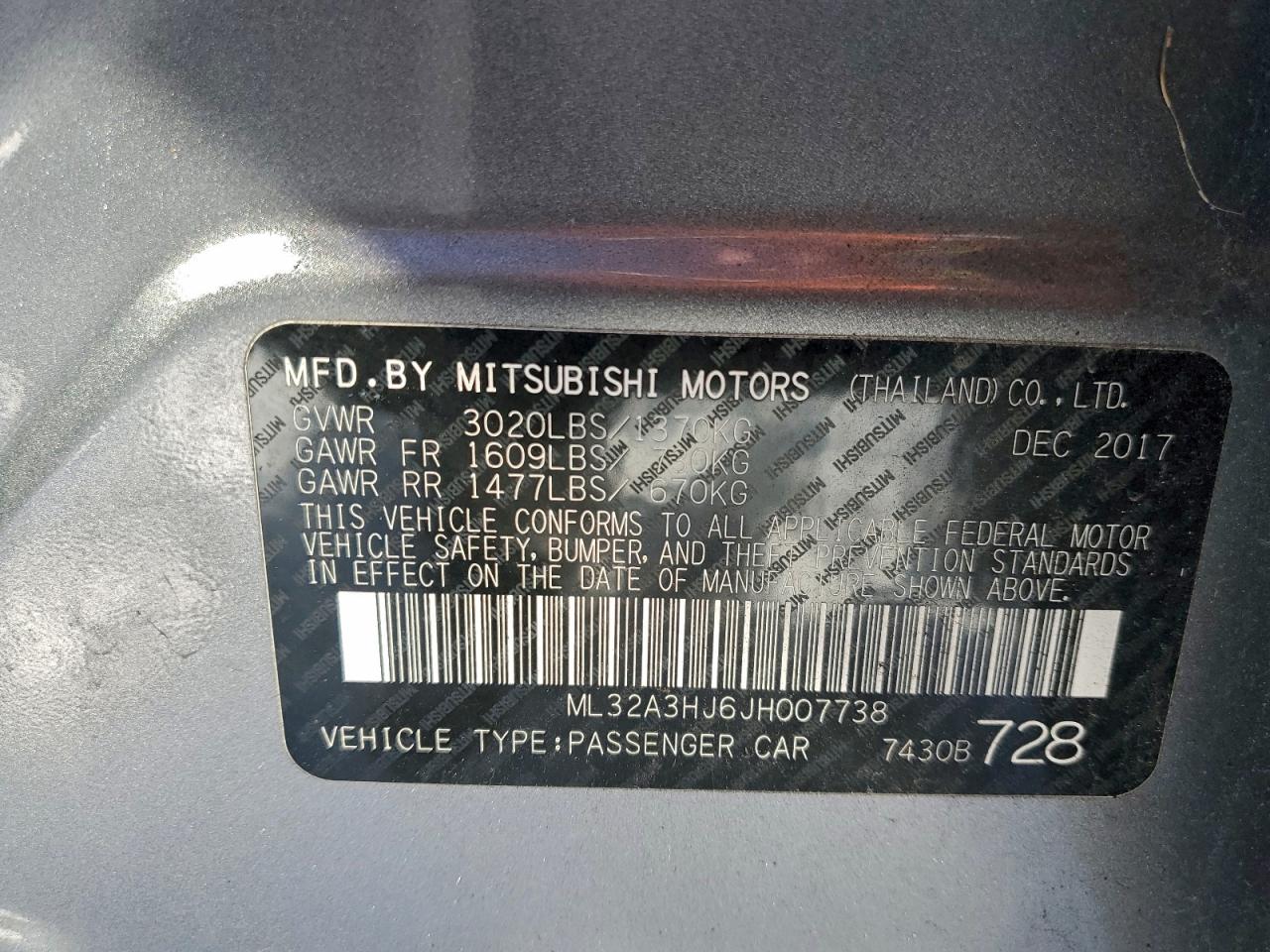 2018 MITSUBISHI MIRAGE ES photo 13