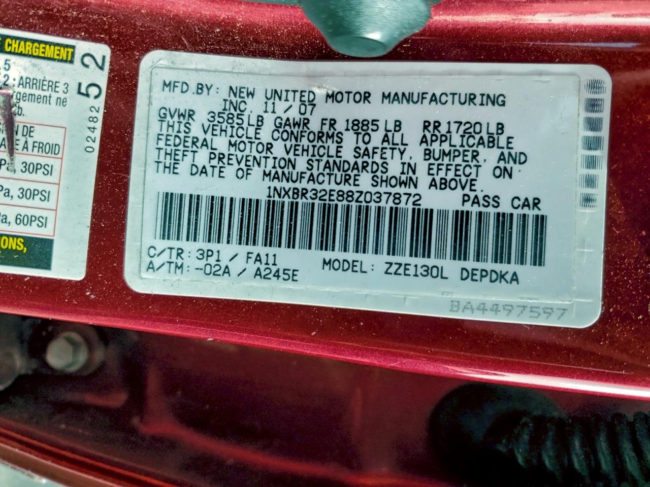 2008 TOYOTA COROLLA CE photo 12