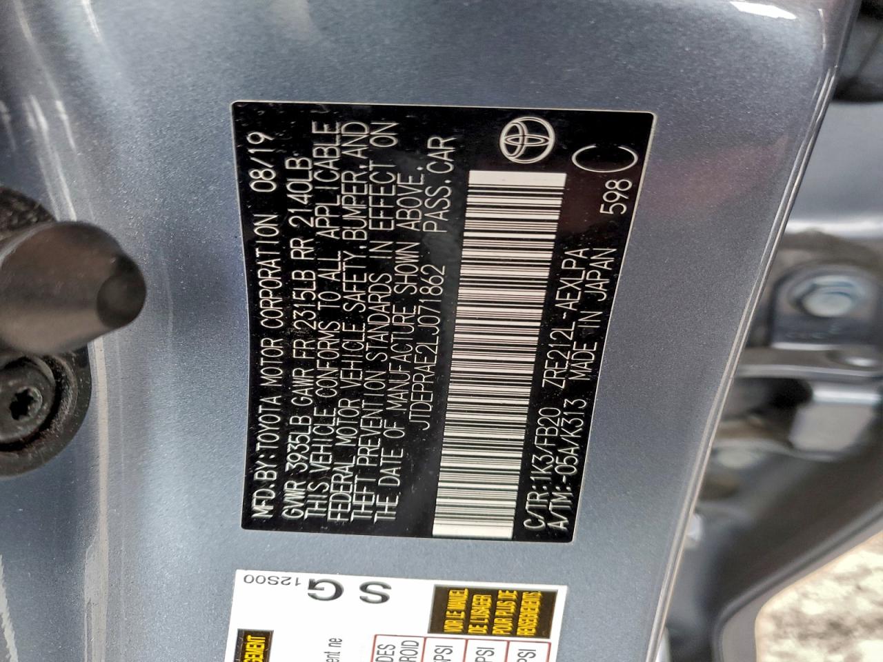 2020 TOYOTA COROLLA LE photo 23