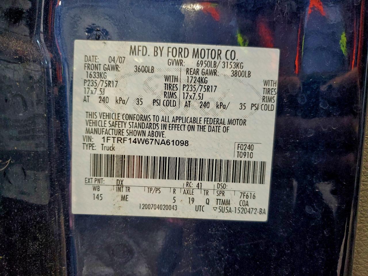 2007 FORD F150 photo 12