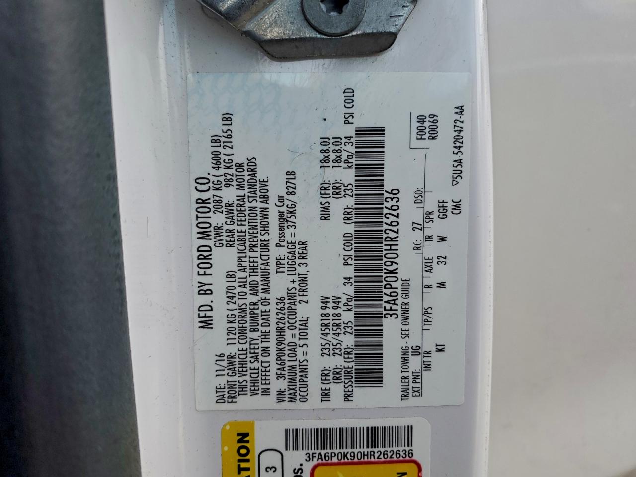 2017 FORD FUSION TITANIUM photo 12