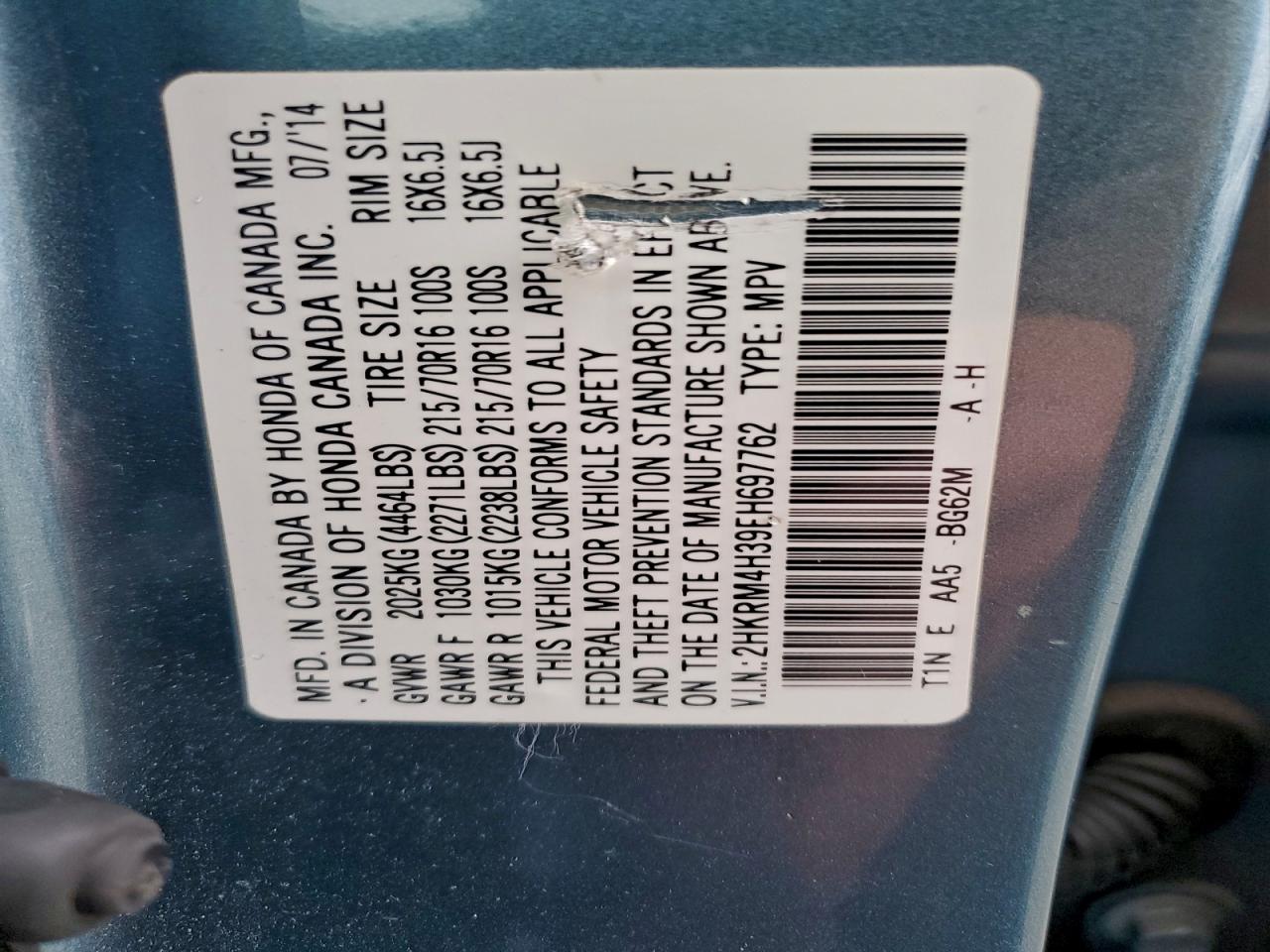 2014 HONDA CR-V LX photo 13