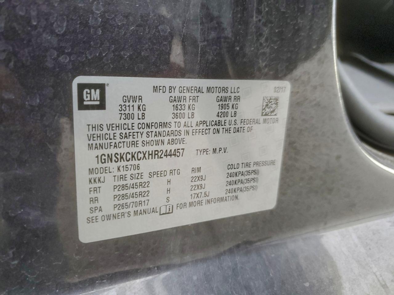 2017 CHEVROLET TAHOE K1500 PREMIER photo 13