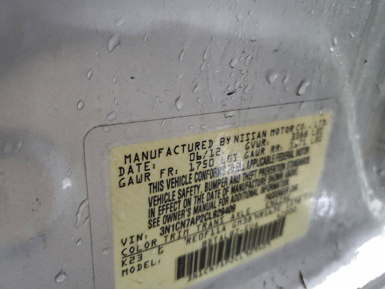 2012 NISSAN VERSA S photo 12