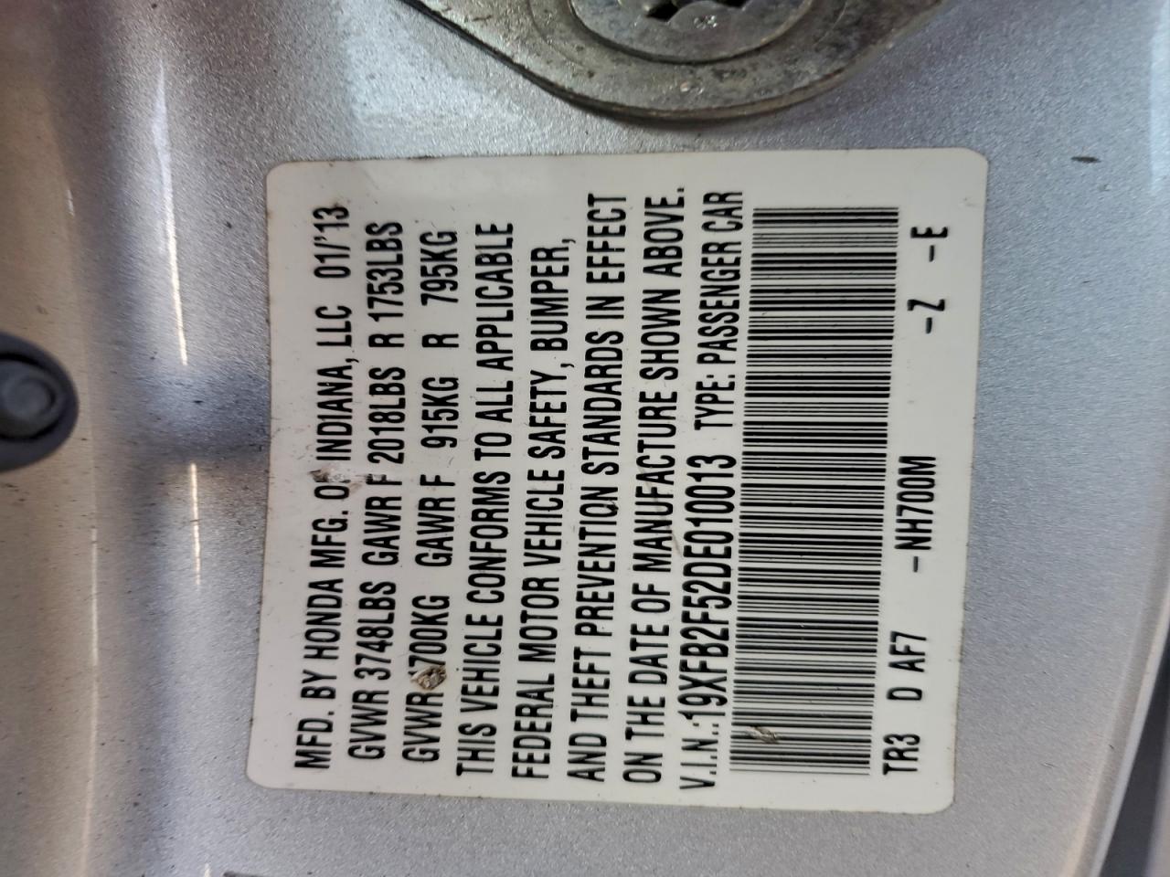 2013 HONDA CIVIC LX photo 12