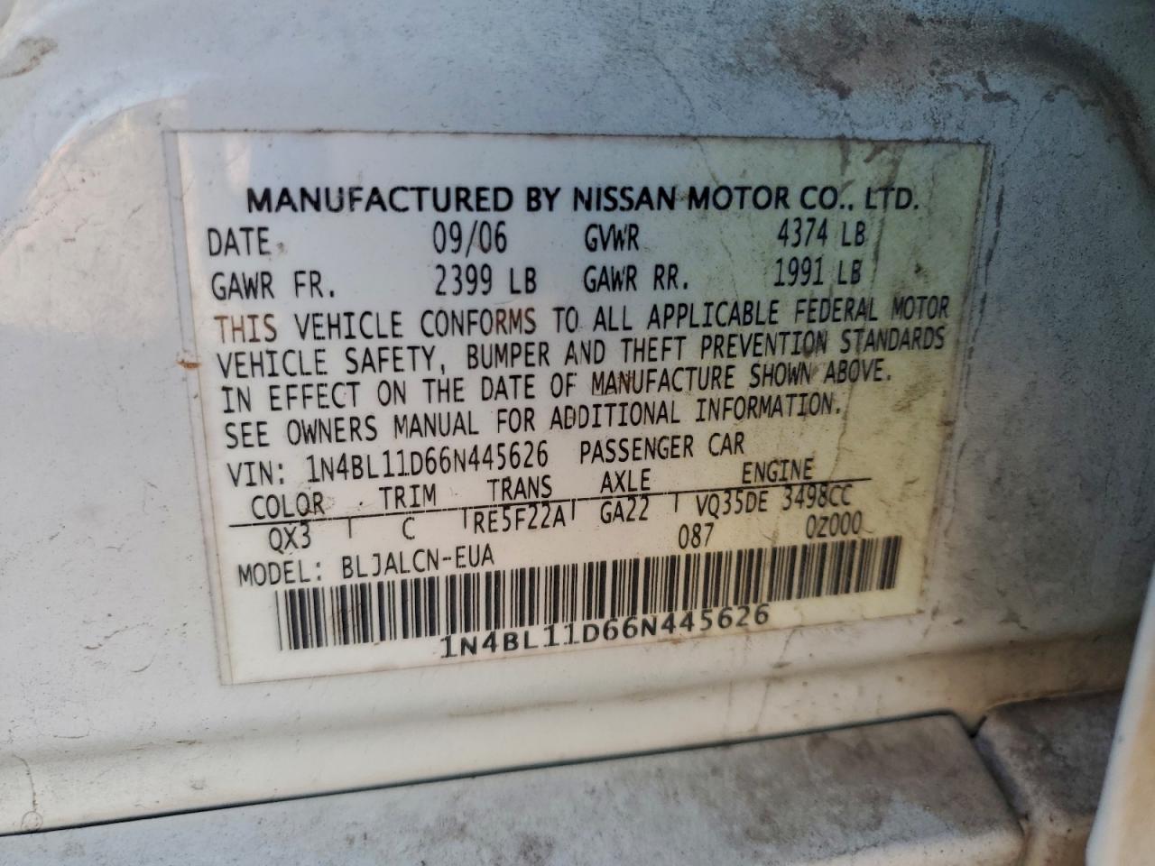 2006 NISSAN ALTIMA SE photo 12
