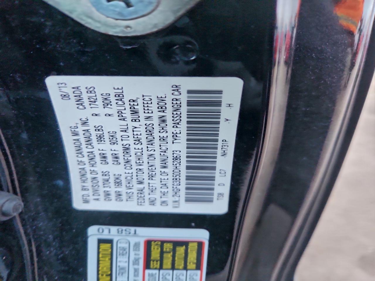 2013 HONDA CIVIC LX photo 13