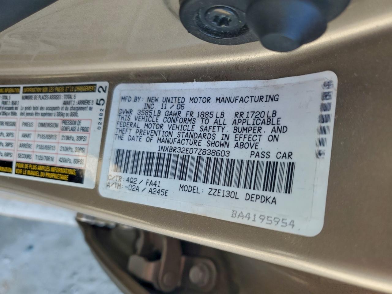 2007 TOYOTA COROLLA CE photo 13