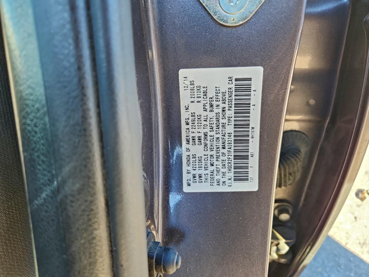 2015 HONDA ACCORD LX photo 13