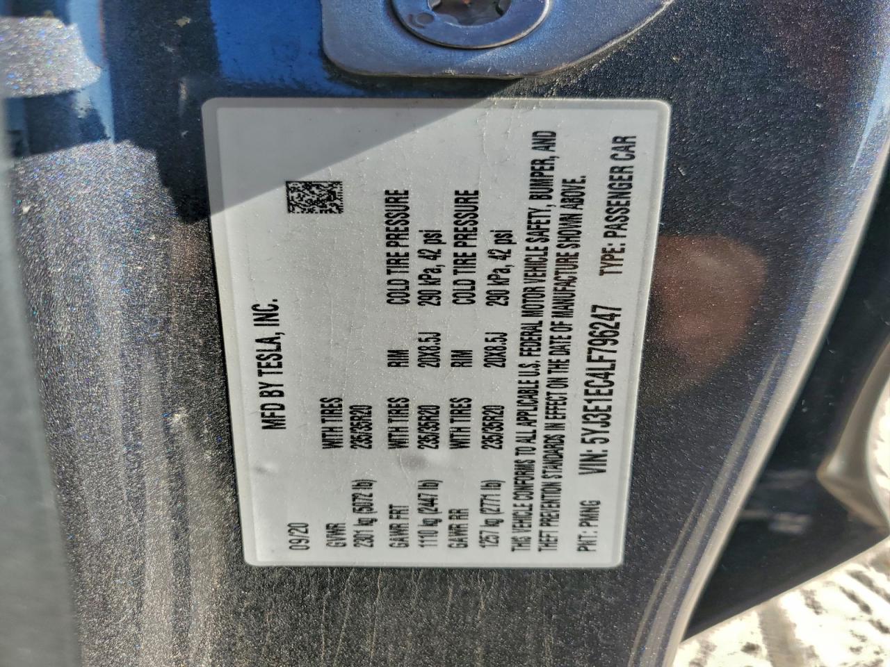 2020 TESLA MODEL 3 photo 12