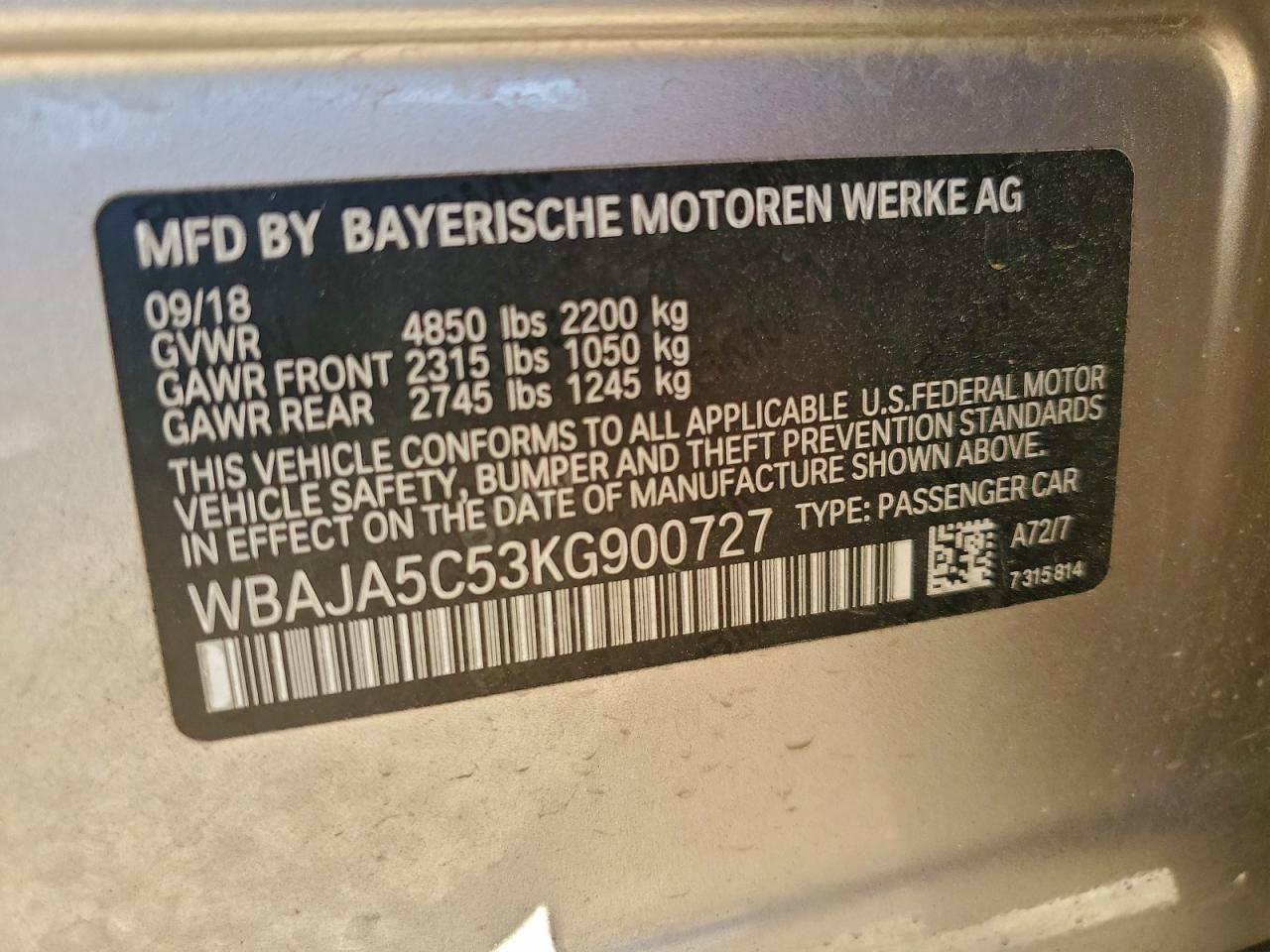 2019 BMW 530 I photo 12