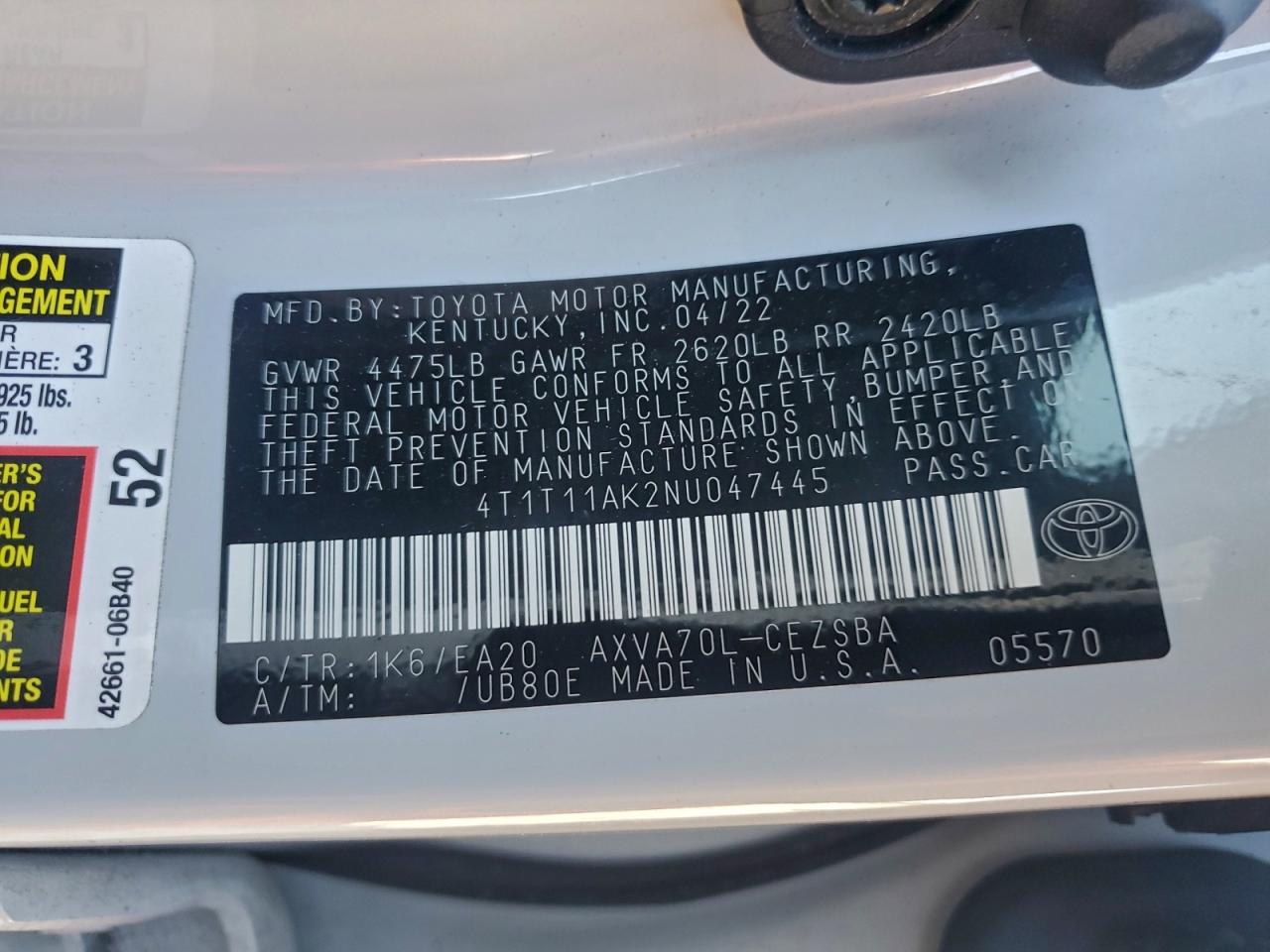 2022 TOYOTA CAMRY SE photo 37