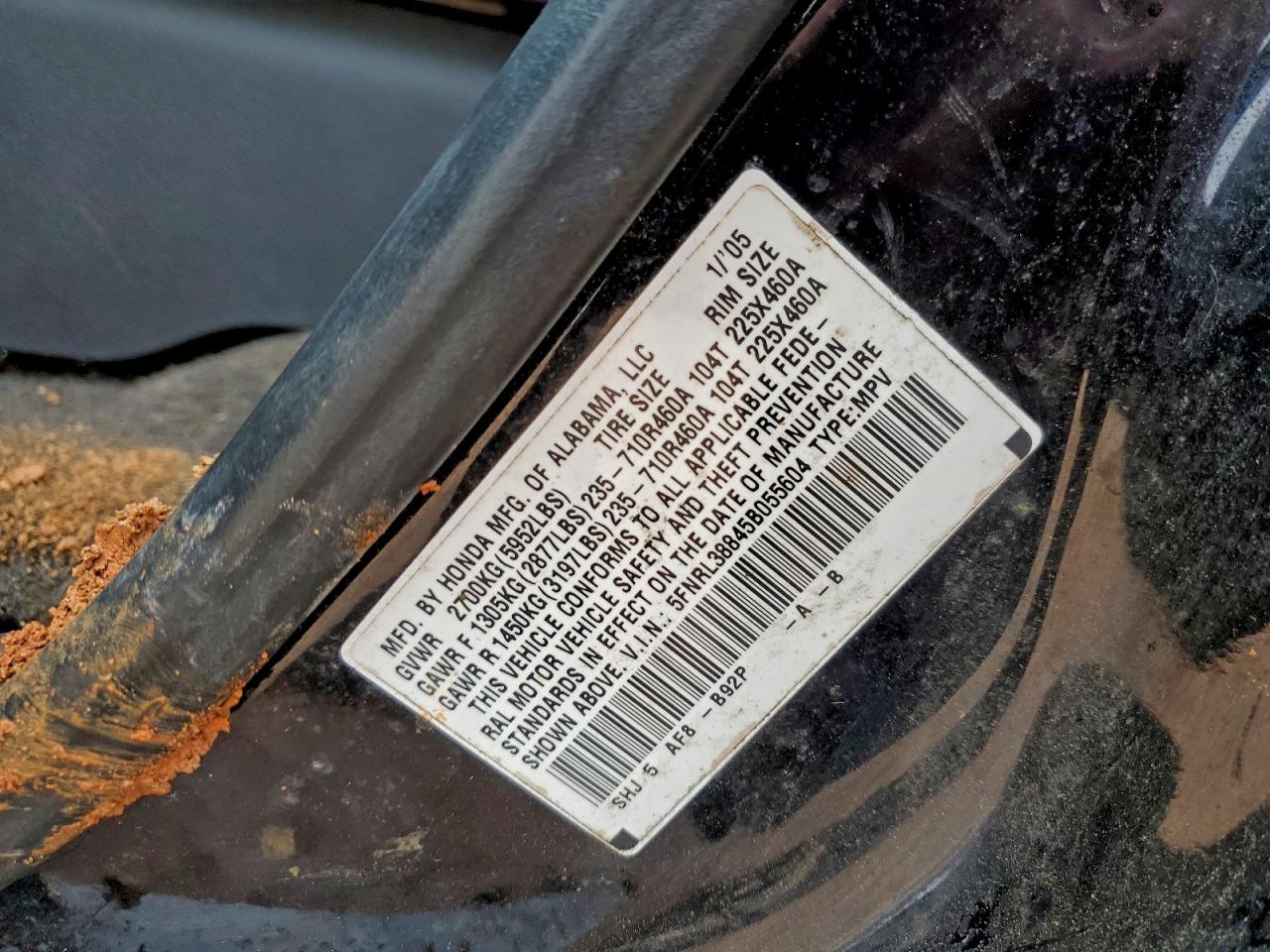 2005 HONDA ODYSSEY TOURING photo 13