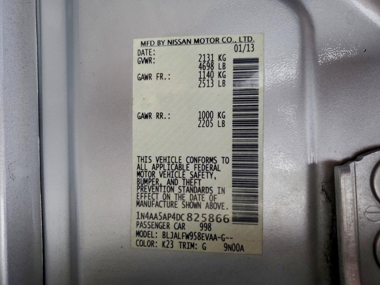 2013 NISSAN MAXIMA S photo 12