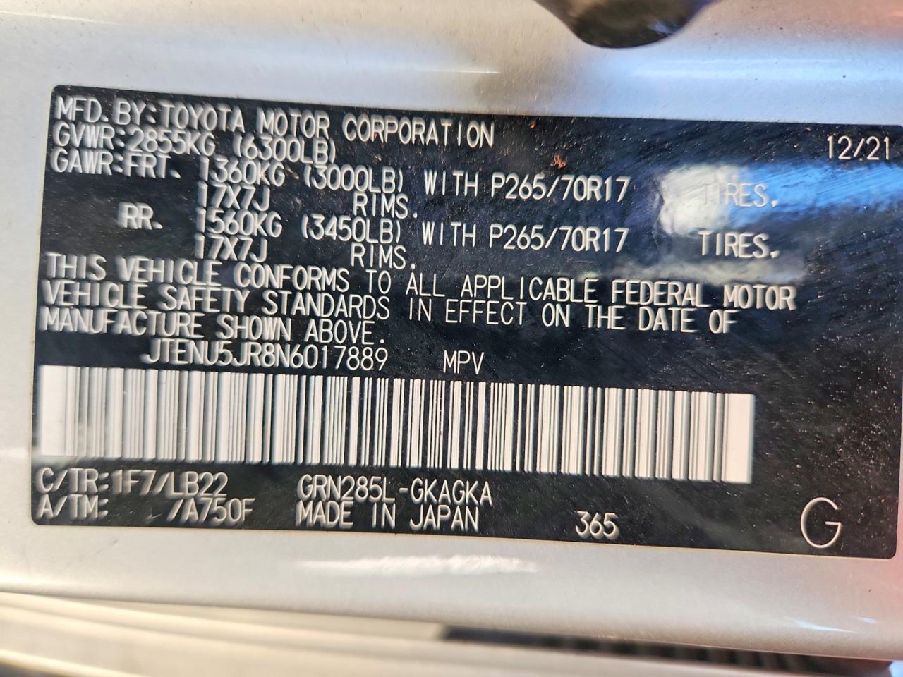 2022 TOYOTA 4RUNNER SR5/SR5 PREMIUM photo 14