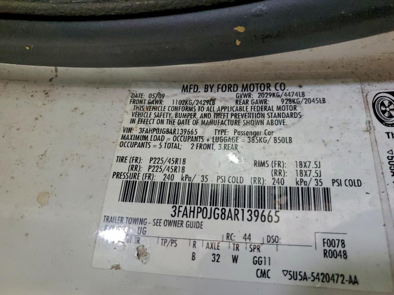 2010 FORD FUSION SEL photo 12