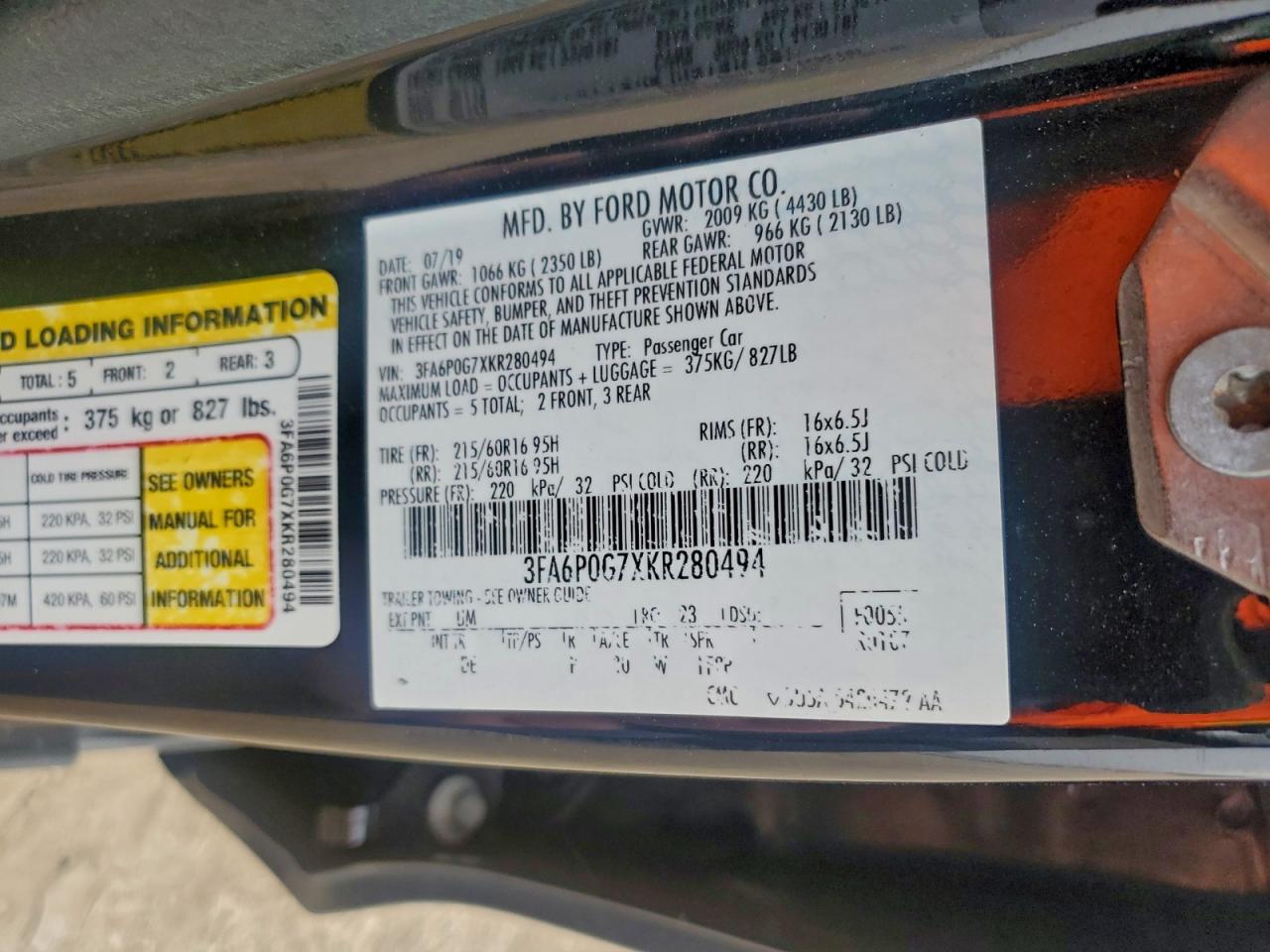 2019 FORD FUSION S photo 12