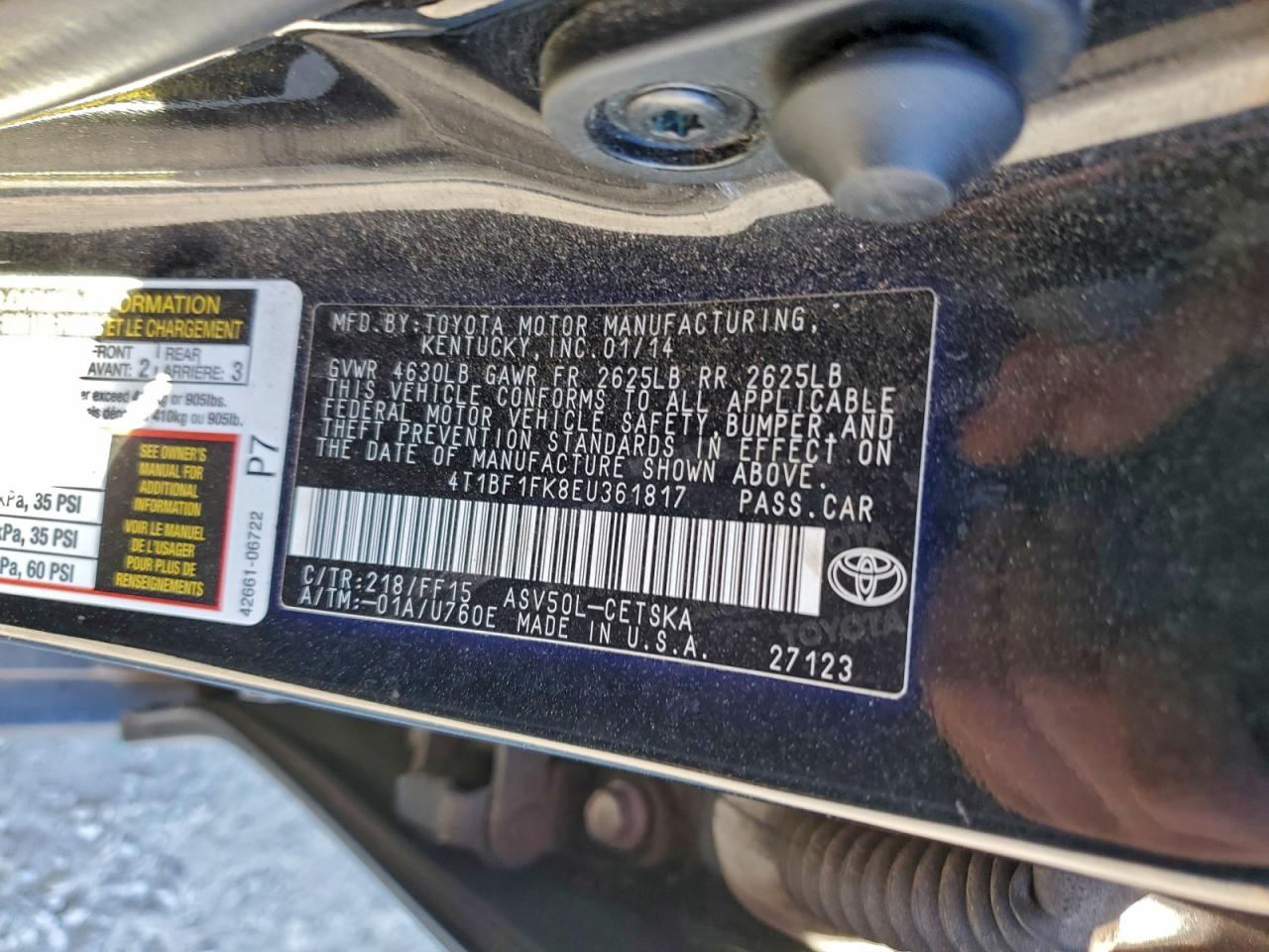 2014 TOYOTA CAMRY L photo 34