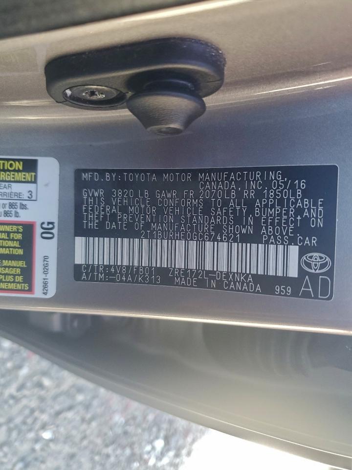 2016 TOYOTA COROLLA L photo 34