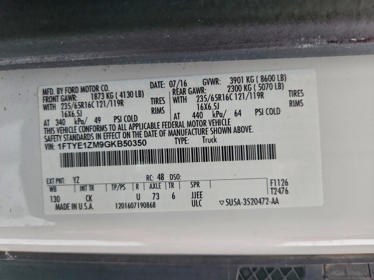 2016 FORD TRANSIT T-150 photo 13
