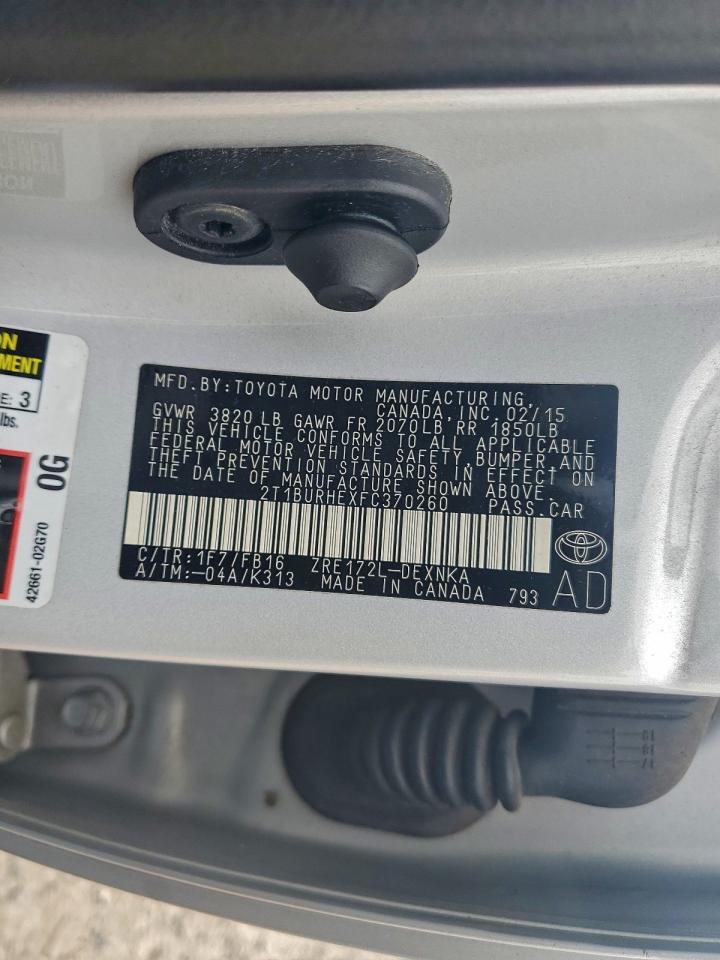 2015 TOYOTA COROLLA L photo 12