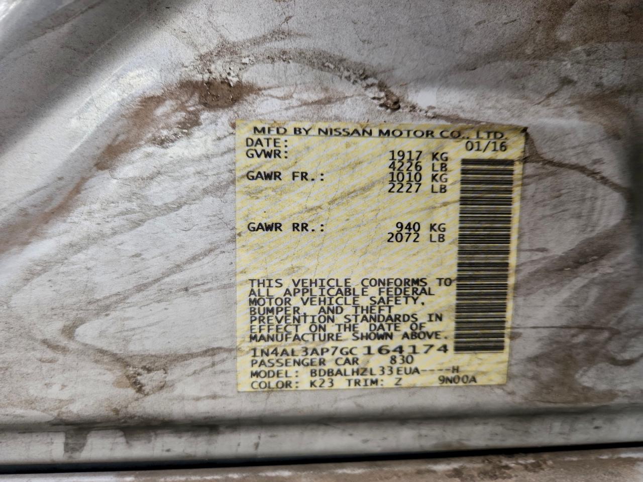 2016 NISSAN ALTIMA 2.5 photo 25