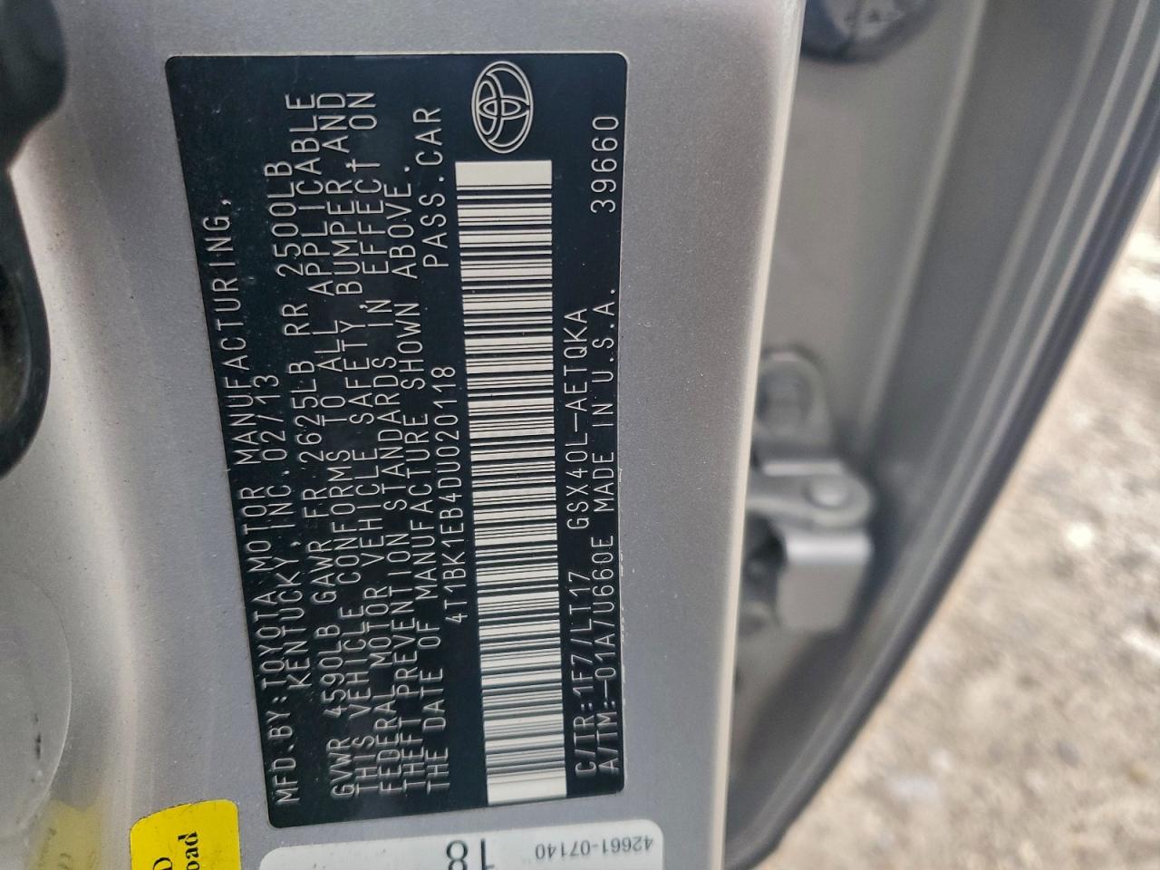 2013 TOYOTA AVALON BASE photo 12