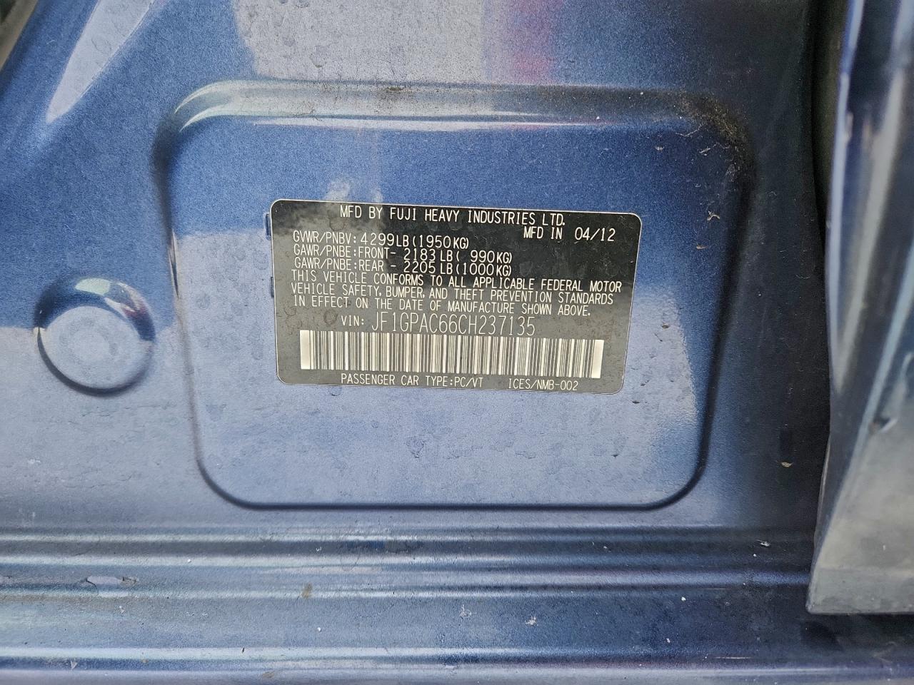 2012 SUBARU IMPREZA PREMIUM photo 13