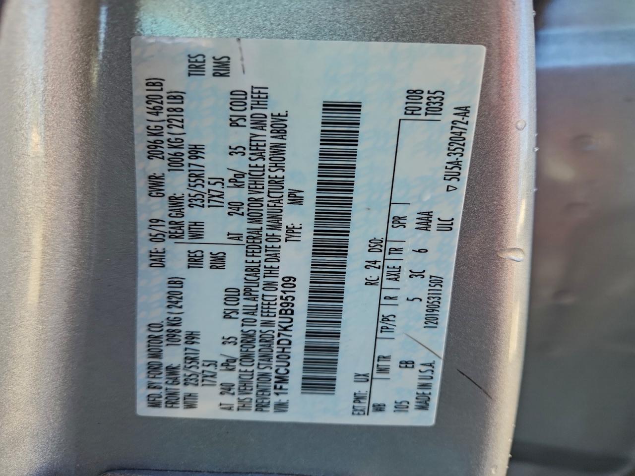 2019 FORD ESCAPE SEL photo 12