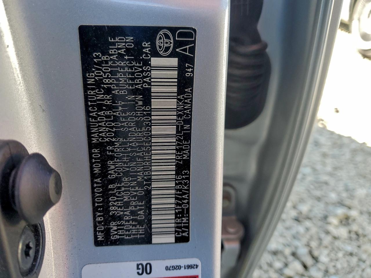2014 TOYOTA COROLLA L photo 12