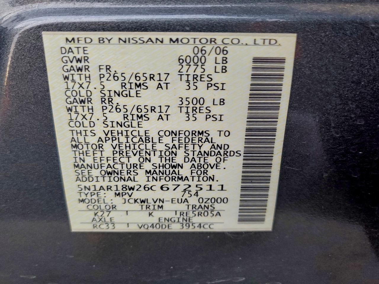2006 NISSAN PATHFINDER LE photo 25
