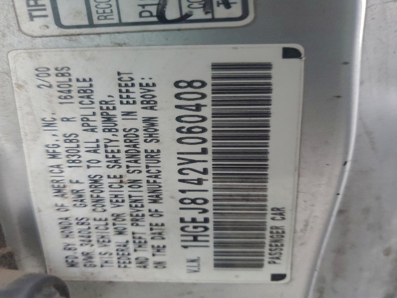 2000 HONDA CIVIC EX photo 12