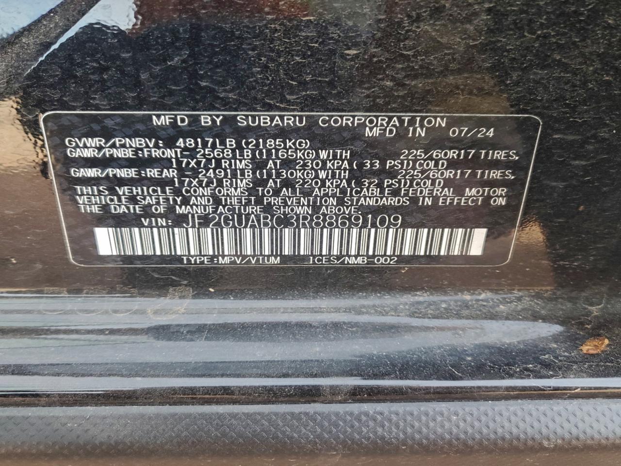 2024 SUBARU CROSSTREK photo 12