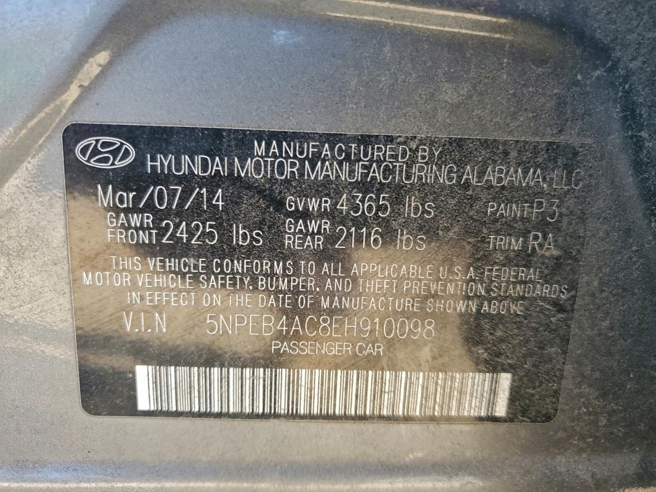 2014 HYUNDAI SONATA GLS photo 12