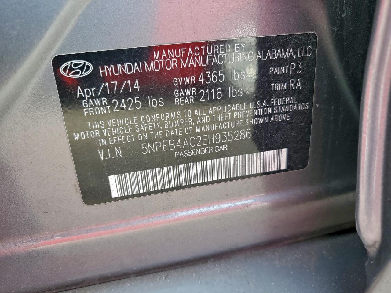 2014 HYUNDAI SONATA GLS photo 12
