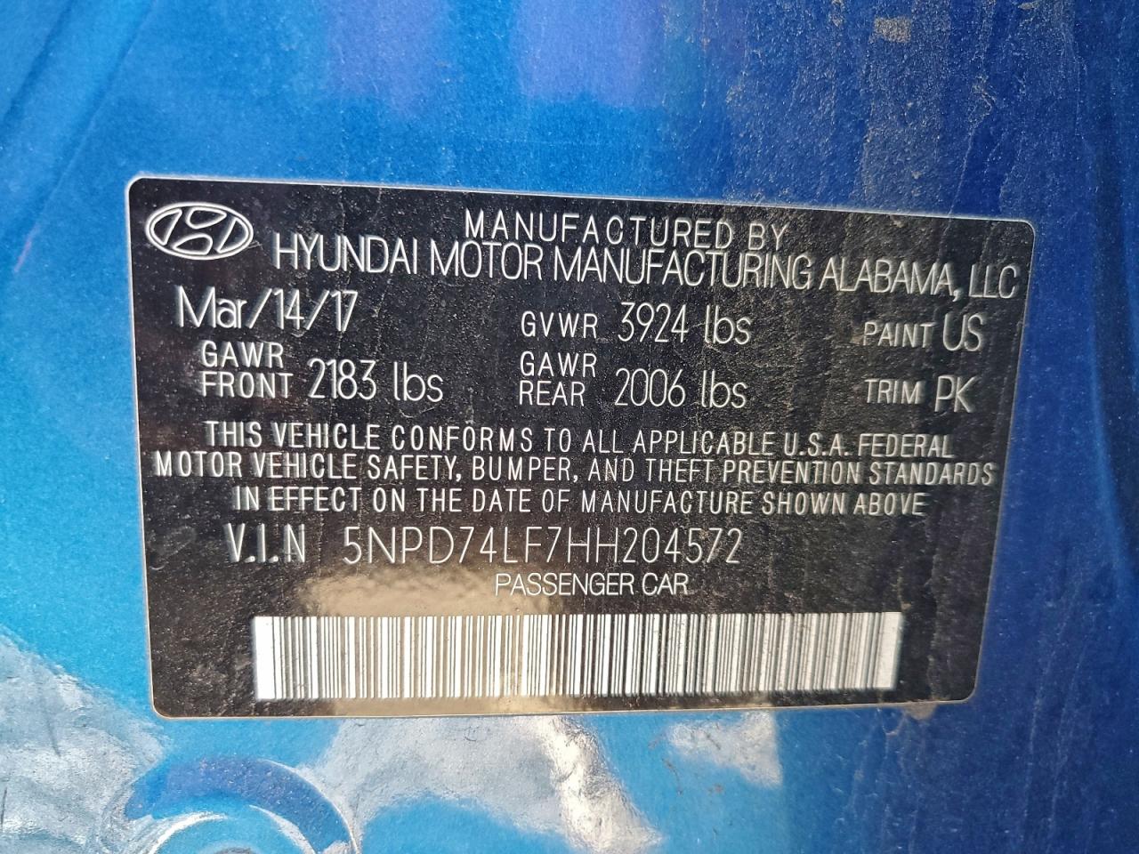 2017 HYUNDAI ELANTRA SE photo 13