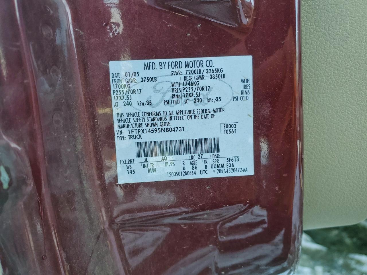 2005 FORD F150 photo 12