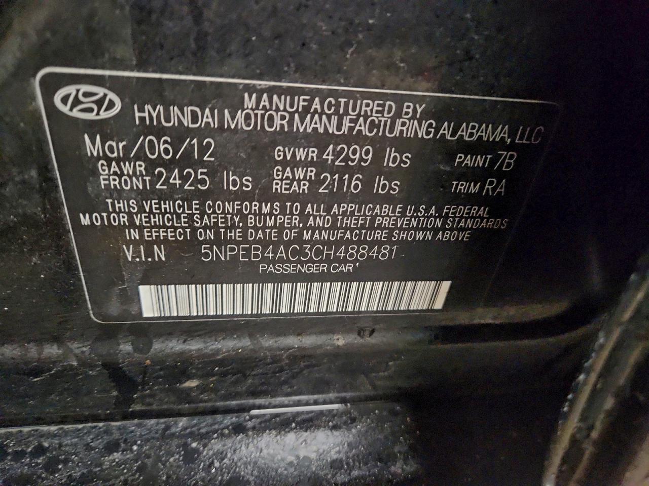 2012 HYUNDAI SONATA GLS photo 23