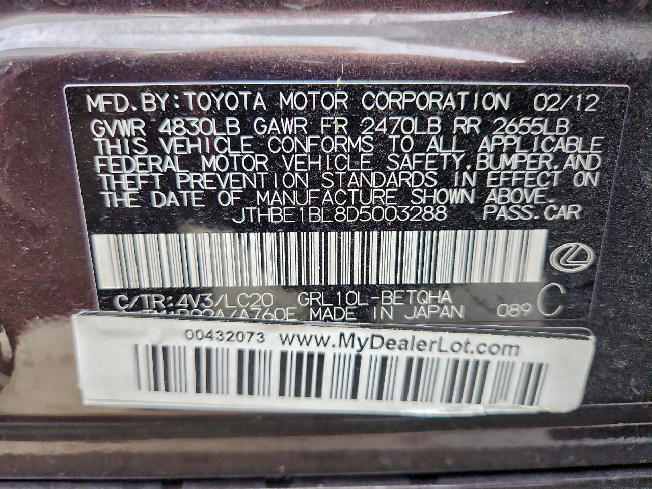 2013 LEXUS GS 350 photo 13