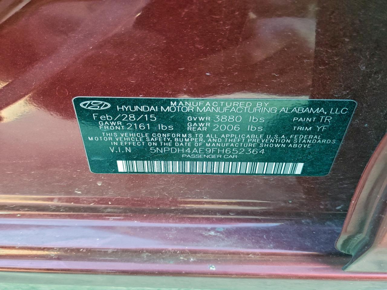 2015 HYUNDAI ELANTRA SE photo 12