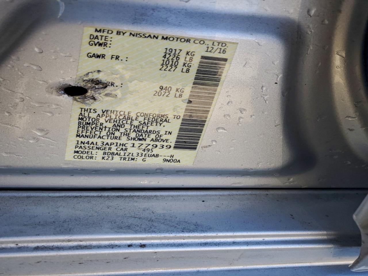 2017 NISSAN ALTIMA 2.5 photo 12