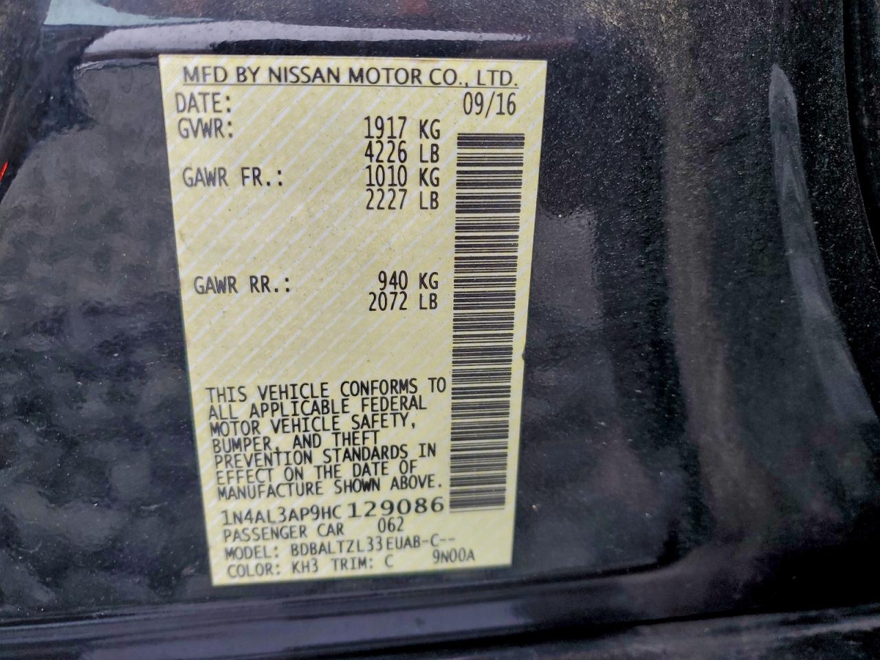 2017 NISSAN ALTIMA 2.5 photo 12