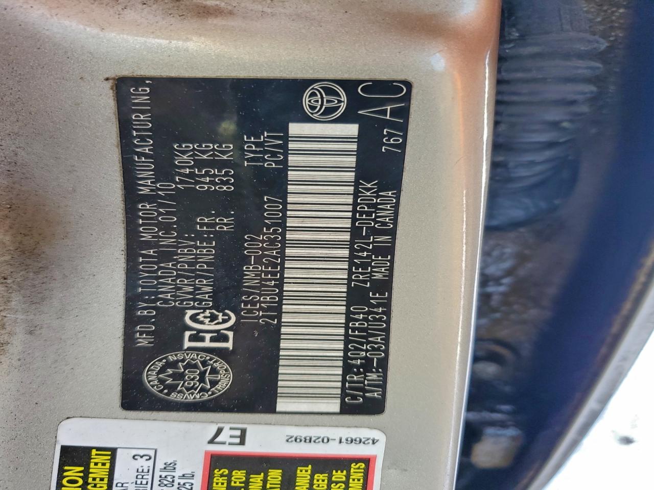 2010 TOYOTA COROLLA BASE photo 12